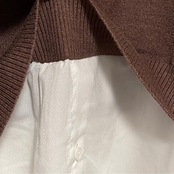 Truth Brown Preppy Sweater Cropped Layered‑Look Top Clueless Medium - Picture 4 of 8